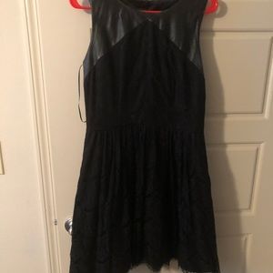 Black leather and lace dress